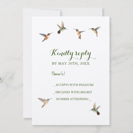 Rufous Hummingbird Wedding RSVP Uitnodiging (Voorkant)