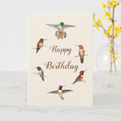 Rufous Kaart van de Verjaardag van Kolibries (Gele Bloem)