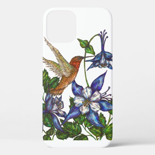 Rufous kolibrie en Columbine Case-Mate iPhone Case (Achterkant)