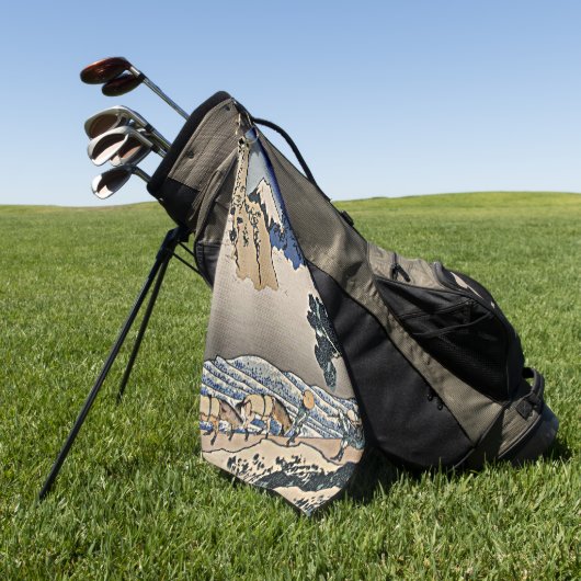 Rug Fuji berg van de Minobu-rivier Hokusai Golfhanddoek (Groen)