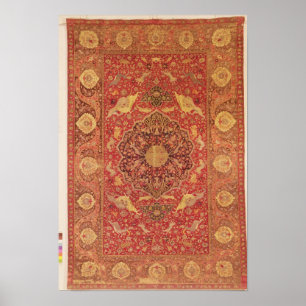 Rug ingericht met scènes van vechtdieren poster