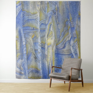 Rug Rhythms Waterverf Line Art Wandkleed