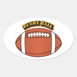 Rugby Bal met Tekst Ovale Sticker