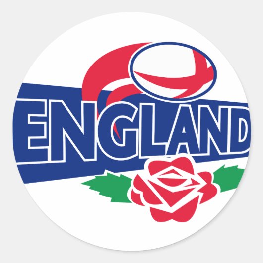 Rugby Ball Engels roos Ronde Sticker (Voorkant)