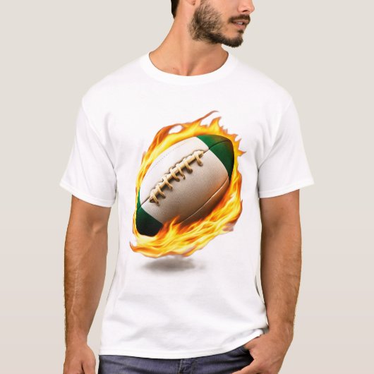 Rugby Ball On Fire Cool Design T-shirt (Voorkant)