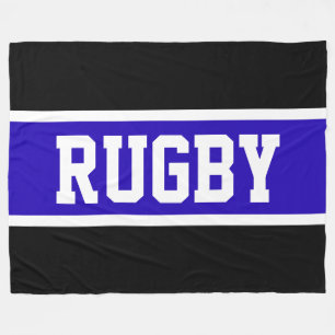 RUGBY Bold Athletic Royal Blauw Zwart Wit Strepen Fleece Deken