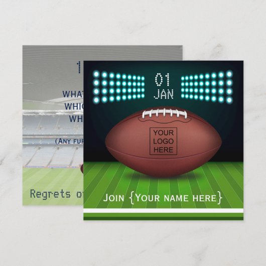 Rugby Celebration Party Invitation ajouter la phot (Devant / Derrière)