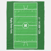 Rugby Fan Custom Pitch - Voeg jouw tekst toe Fleece Deken (Voorkant)