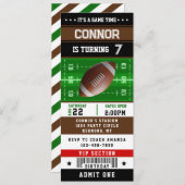 Rugby Football Ticket Pass Birthday Uitnodiging (Voorkant / Achterkant)