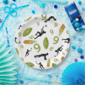 Rugby game are on papieren bordje (Feest)