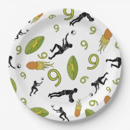 Rugby game are on papieren bordje