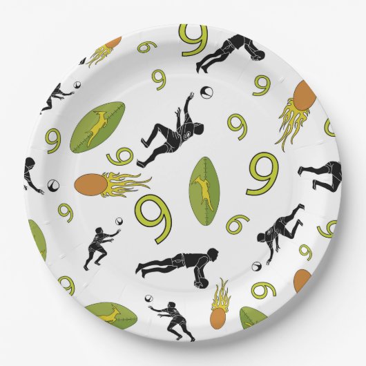 Rugby game are on papieren bordje (Voorkant)