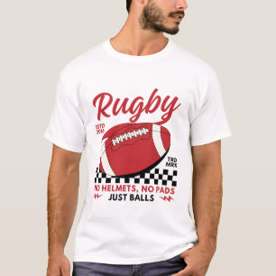 Rugby geen helmen, geen pads alleen ballen t-shirt