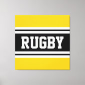 RUGBY Helder Geel Zwart Wit Racing Stripes Canvas Afdruk (Voorkant)