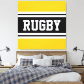 RUGBY Helder Geel Zwart Wit Racing Stripes Canvas Afdruk (Insitu (Slaapkamer))