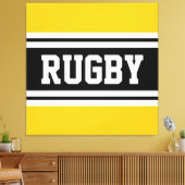 RUGBY Helder Geel Zwart Wit Racing Stripes Canvas Afdruk (Insitu (Woonkamer))