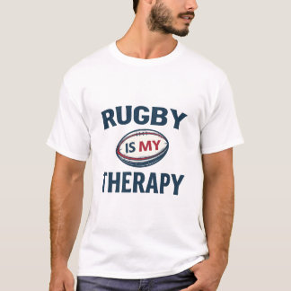 Rugby Is Mijn Therapie – Minimalistische Rugbybal T-shirt