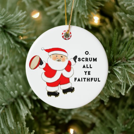 Rugby Kerstmis Keramisch Ornament (Boom)