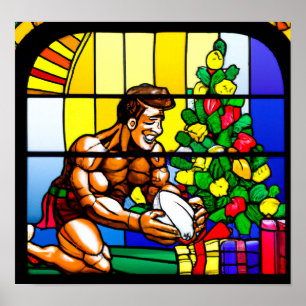 Rugby-kerstmis - Rugby-schilderijen afdrukken Poster