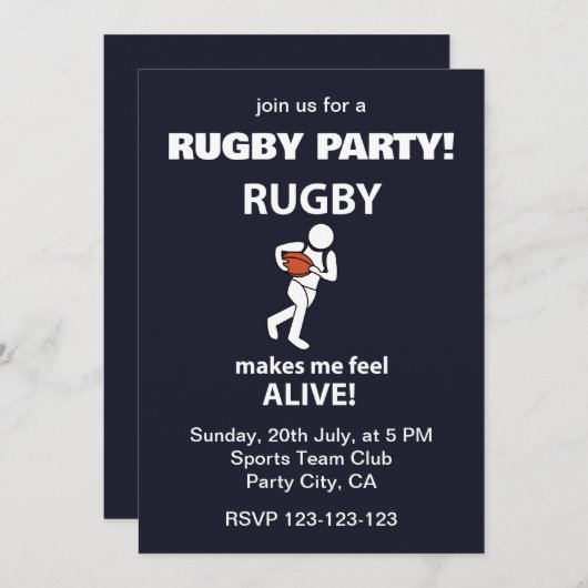 Rugby Makes Me Feel Alive Rugby Feest Kaart (Voorkant / Achterkant)