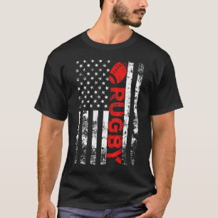 Rugby met bal  Amerikaanse vlag T-shirt