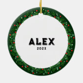 Rugby met kerstcadeau keramisch ornament (Achterkant)