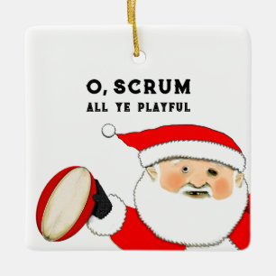 Rugby met kerstcadeau keramisch ornament