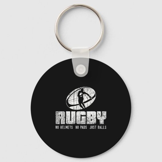 Rugby No Helmet No Pads Just Shirt - Funny Rugby Q Sleutelhanger (Voorkant)