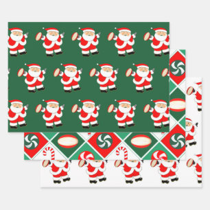 Rugby Noël Vacances Papier à enveloppement cadeau