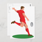 rugby player kicking ball retro briefkaart (Voorkant / Achterkant)