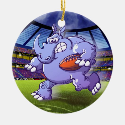 Rugby Rhinoceros Keramisch Ornament (Voorkant)