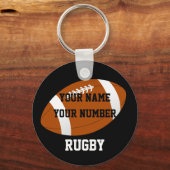 Rugby Sleutelhanger ID Label JOUW NAAM en nummer (Voorkant)