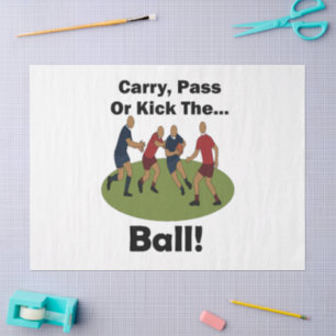 Rugby Speler Draag Pas Of Trap De Bal Feest Tissuepapier