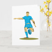 Rugby speler schoppen bal atletische sporten kaart (Gele Bloem)