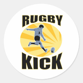 Rugby speler schoppen bal retro stijl ronde sticker
