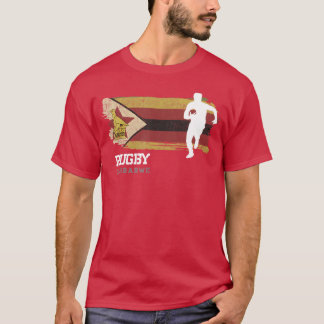 Rugby Speler Zimbabwe Vlag Sport Bal Rugby grappig T-shirt