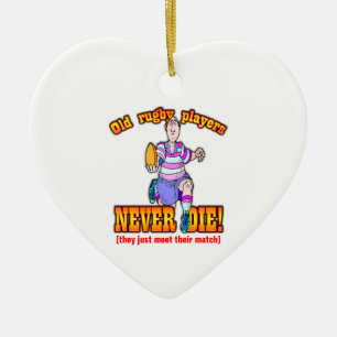 Rugby-spelers Keramisch Ornament