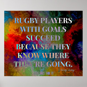 Rugby-spelers met streefcijfer voor succes poster
