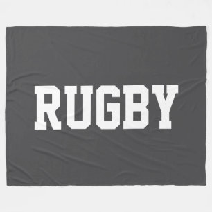 RUGBY Sportief Athletisch Witte Tekst Op Diep Grij Fleece Deken