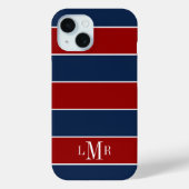Rugby Stripes 3 Letter Monogram Case-Mate iPhone Case (Achterkant)