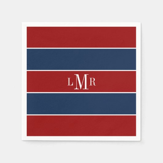 Rugby Stripes 3 Letter Monogram Servetten (Voorkant)