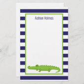 Rugby Stripes Alligator Gepersonaliseerd Briefpapi Briefpapier (Voorkant / Achterkant)