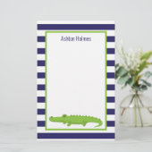 Rugby Stripes Alligator Gepersonaliseerd Briefpapi Briefpapier (Staand voorkant)