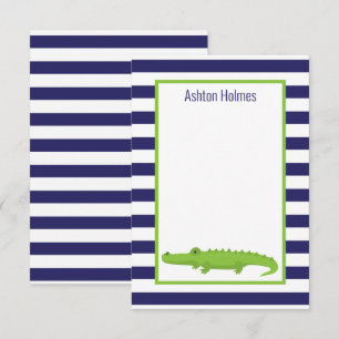Rugby Stripes Alligator Persoonlijke notitiekaarte Bedankkaart
