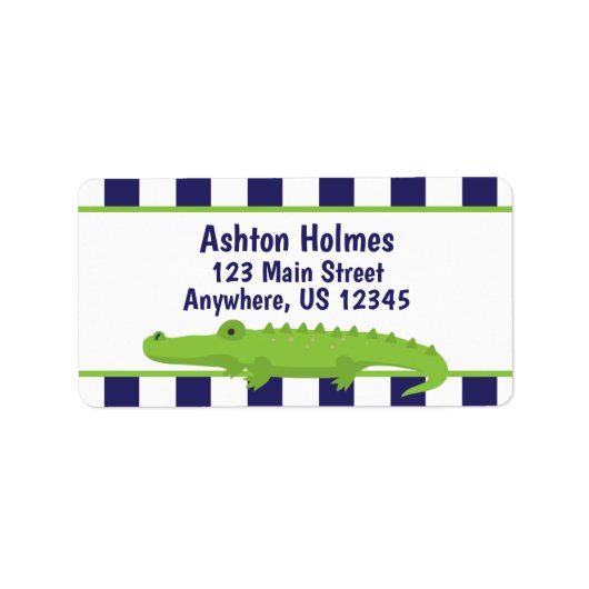 Rugby Stripes Alligator Return Address Labels (Voorkant)