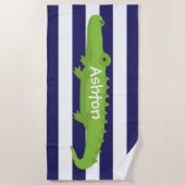 Rugby Stripes Alligator Serviette de plage personn (Devant)