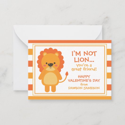 Rugby Stripes Lion Valentijnse klaslokaalkaarten Notitiekaartje (Voorkant)