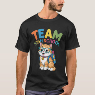 Rugby Terug Naar School Kat T-shirt Team Hoge Scho