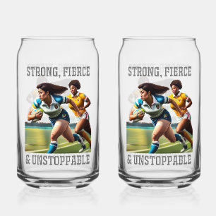 Rugby Vrouwen Spelers Gedrukt 16oz Can Bril Blikvorm Glas