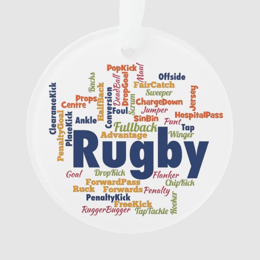 Rugby Word Cloud Ornament (voorkant)